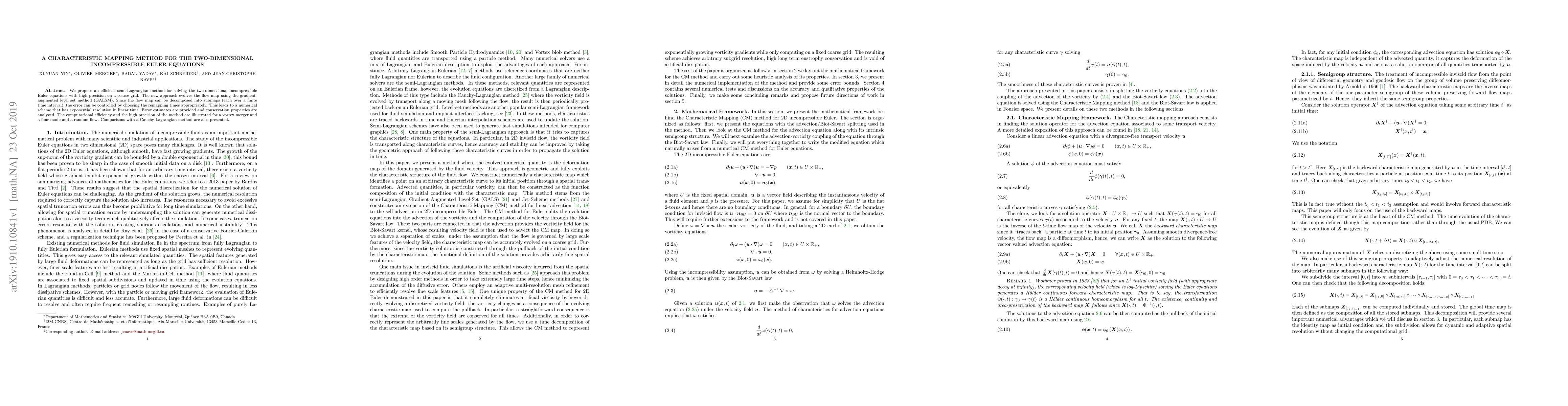 Thumbnail for A Characteristic Mapping Method for the two-dimensional incompressible
  Euler equations