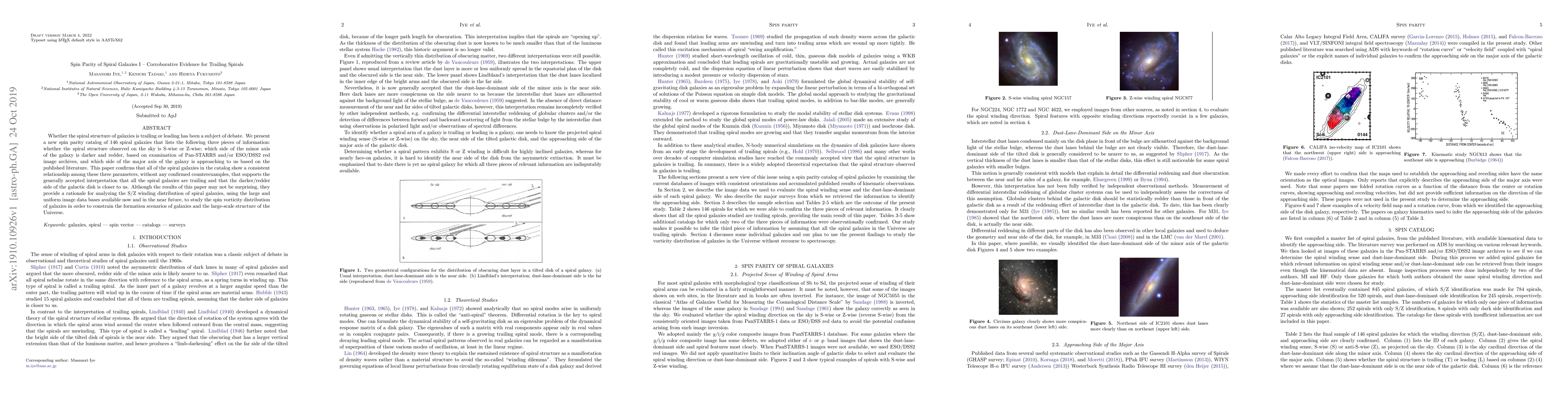 Thumbnail for Spin Parity of Spiral Galaxies I -- Corroborative Evidence for Trailing
  Spirals