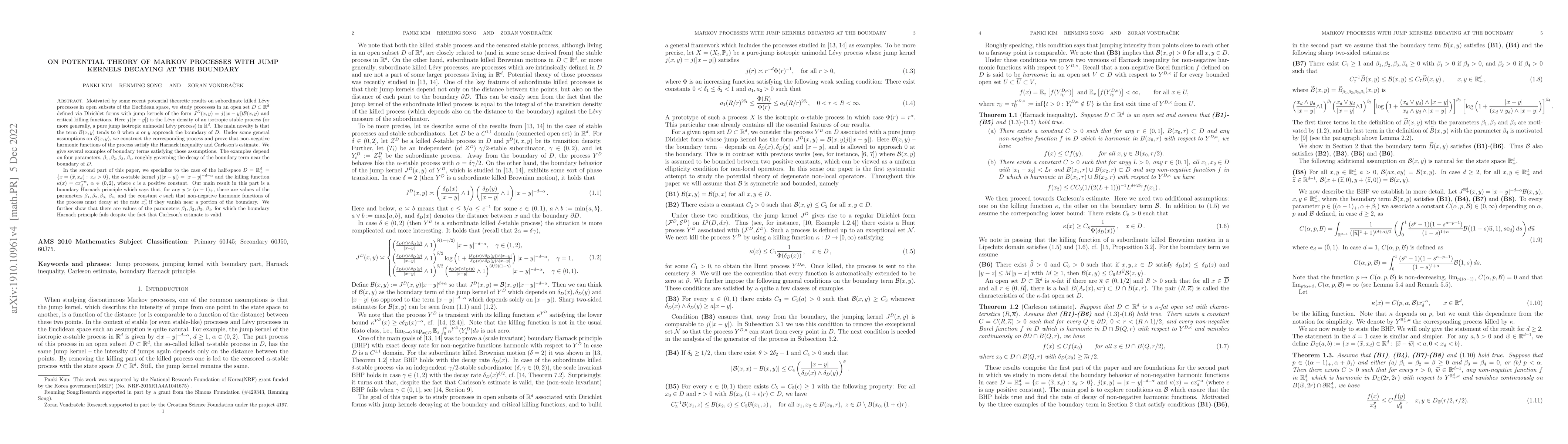 Thumbnail for On potential theory of Markov processes with jump kernels decaying at
  the boundary