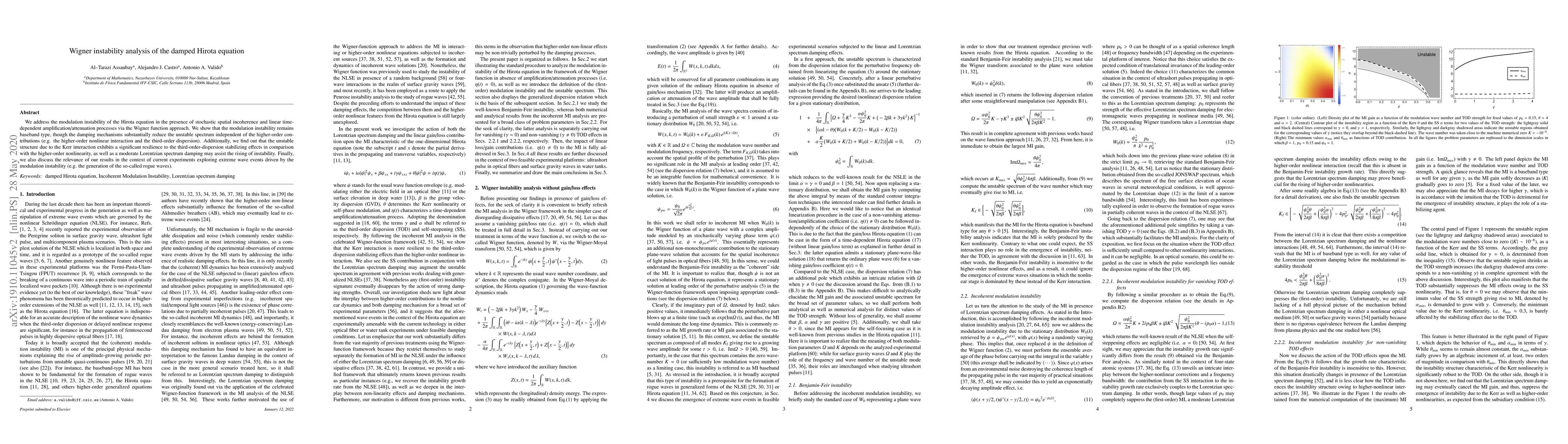 Thumbnail for Wigner instability analysis of the damped Hirota equation