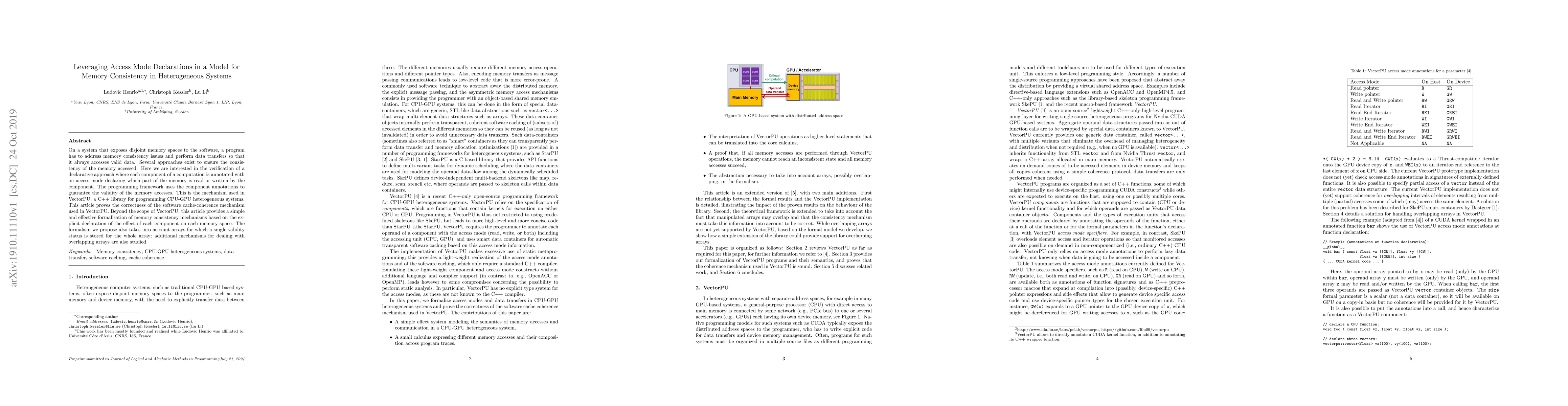 Thumbnail for Leveraging access mode declarations in a model for memory consistency in
  heterogeneous systems