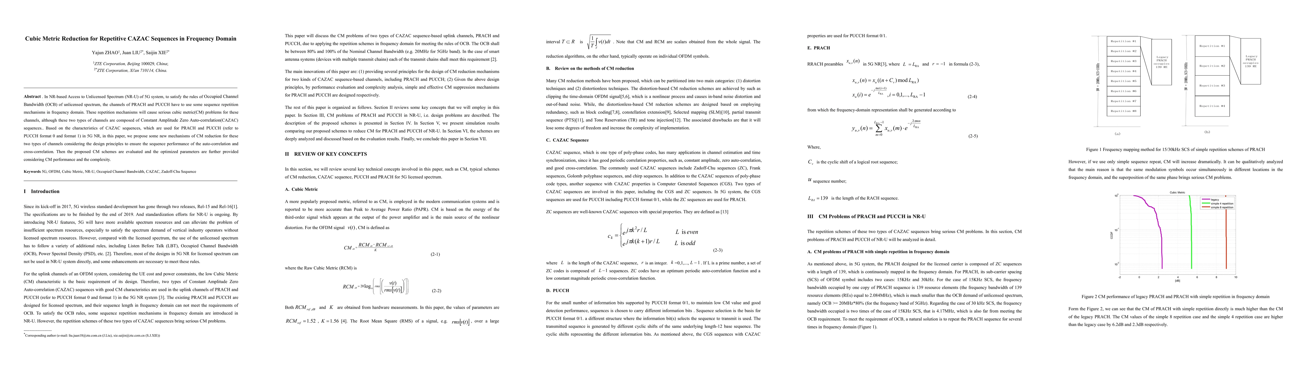 Thumbnail for Cubic Metric Reduction for Repetitive CAZAC Sequences in frequency
  domain