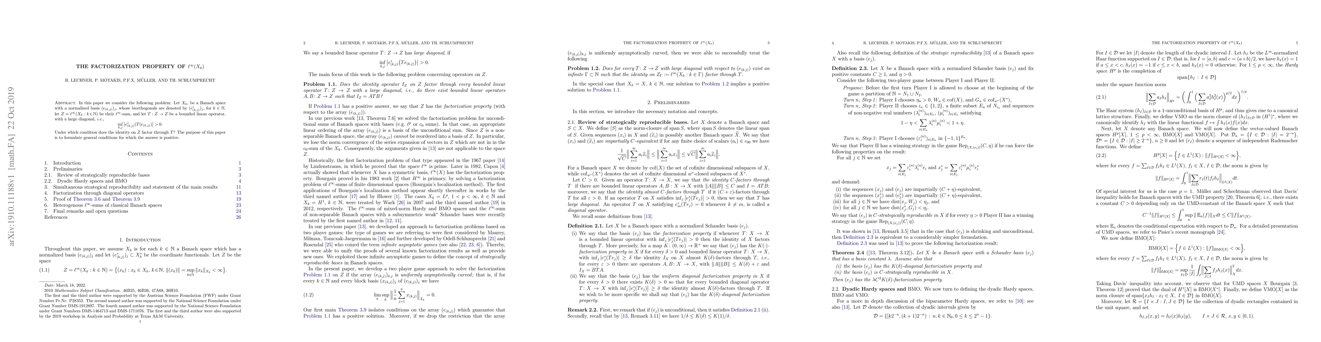 Thumbnail for The factorization property of $\ell^\infty(X_k)$