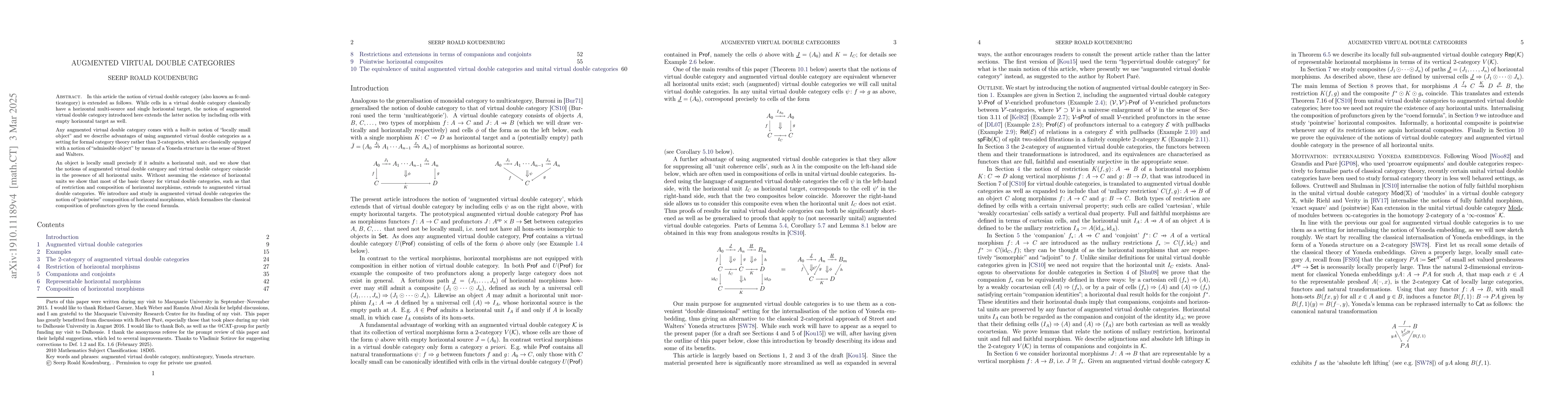 Thumbnail for Augmented virtual double categories