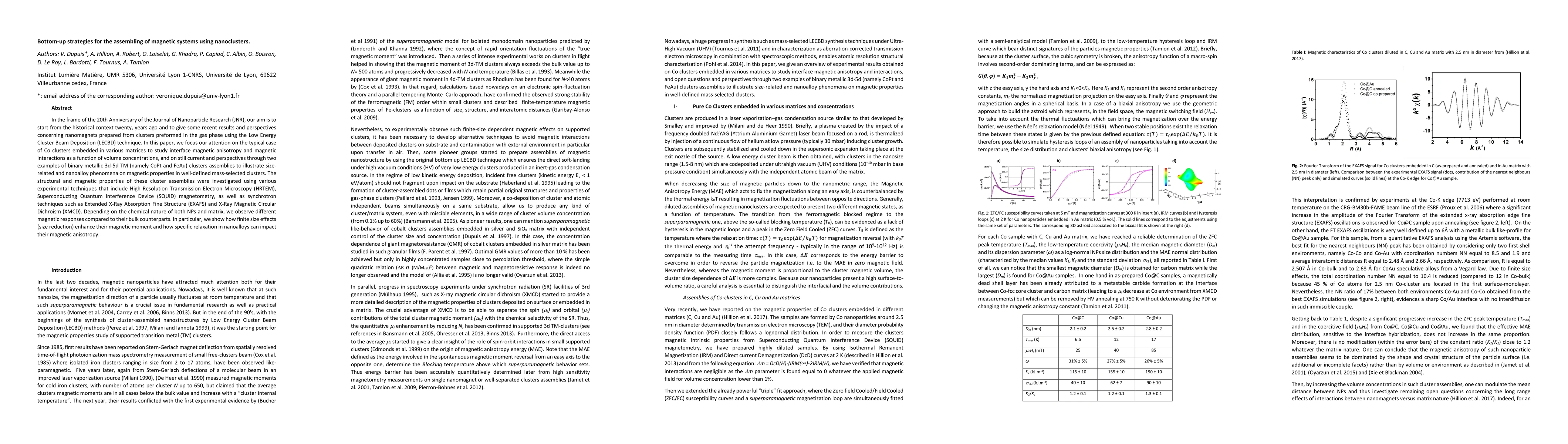 Thumbnail for Bottom-up strategies for the assembling of magnetic systems using
  nanoclusters