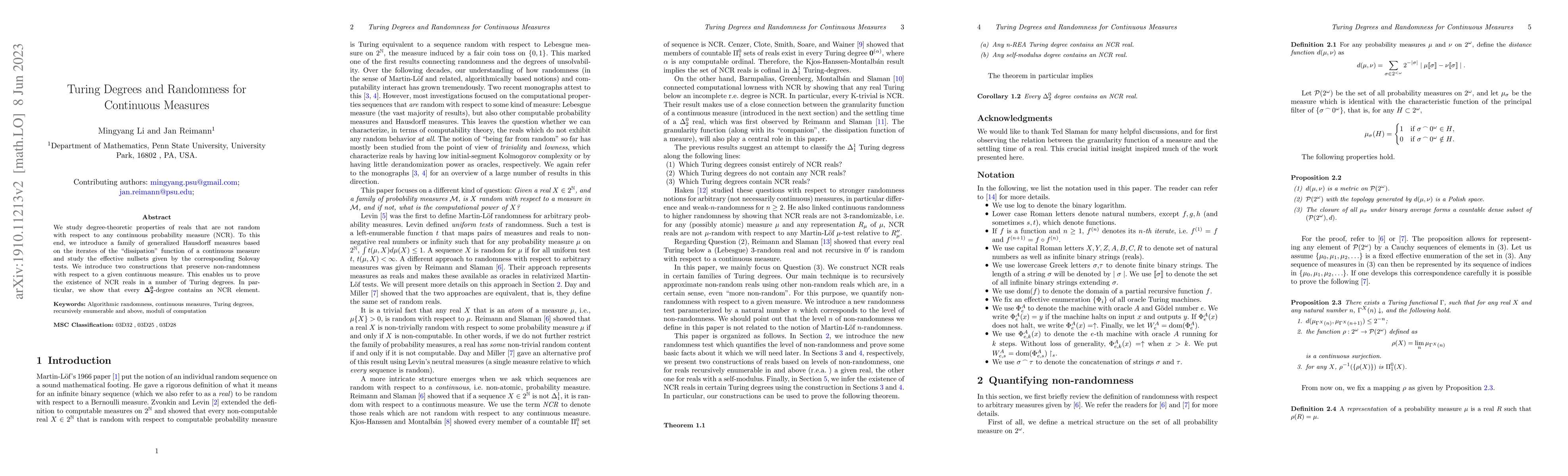Thumbnail for Turing Degrees and Randomness for Continuous Measures