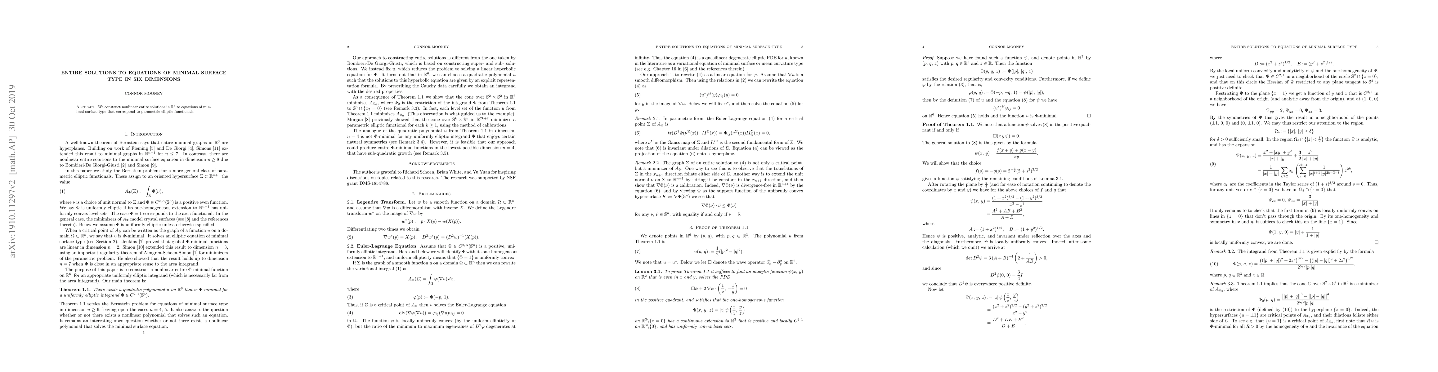 Thumbnail for Entire solutions to equations of minimal surface type in six dimensions