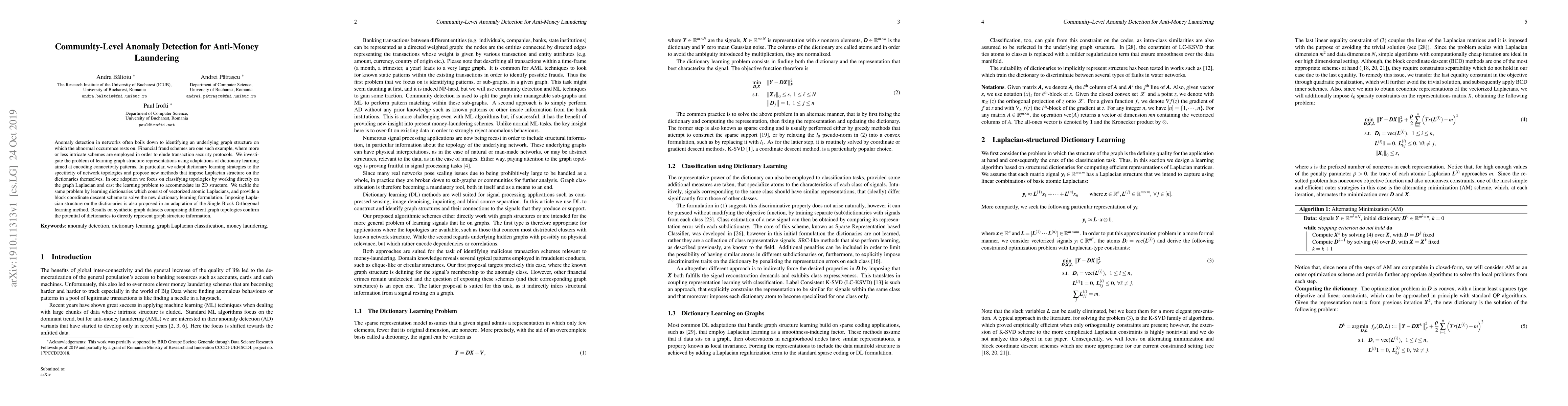 Thumbnail for Community-Level Anomaly Detection for Anti-Money Laundering