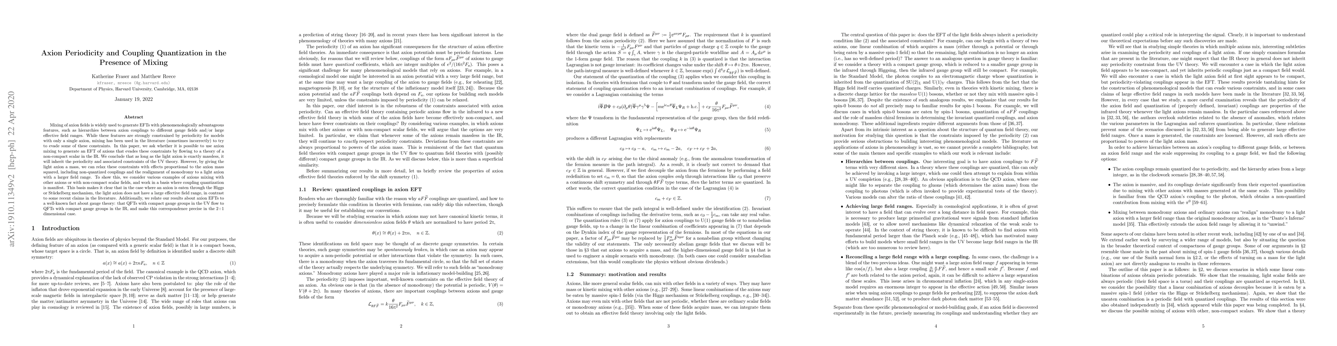 Thumbnail for Axion Periodicity and Coupling Quantization in the Presence of Mixing