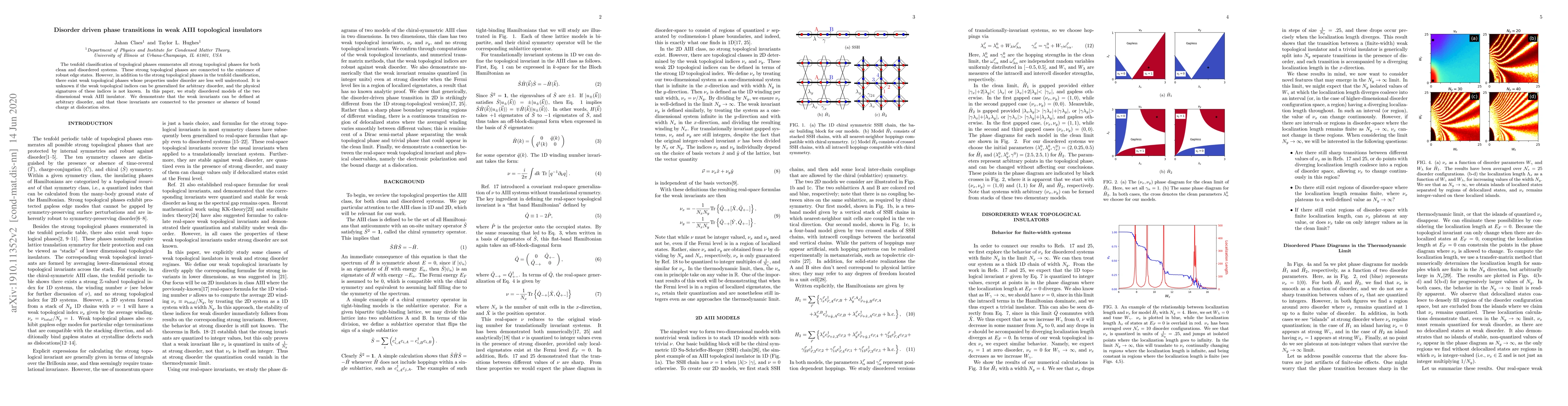 Thumbnail for Disorder driven phase transitions in weak AIII topological insulators