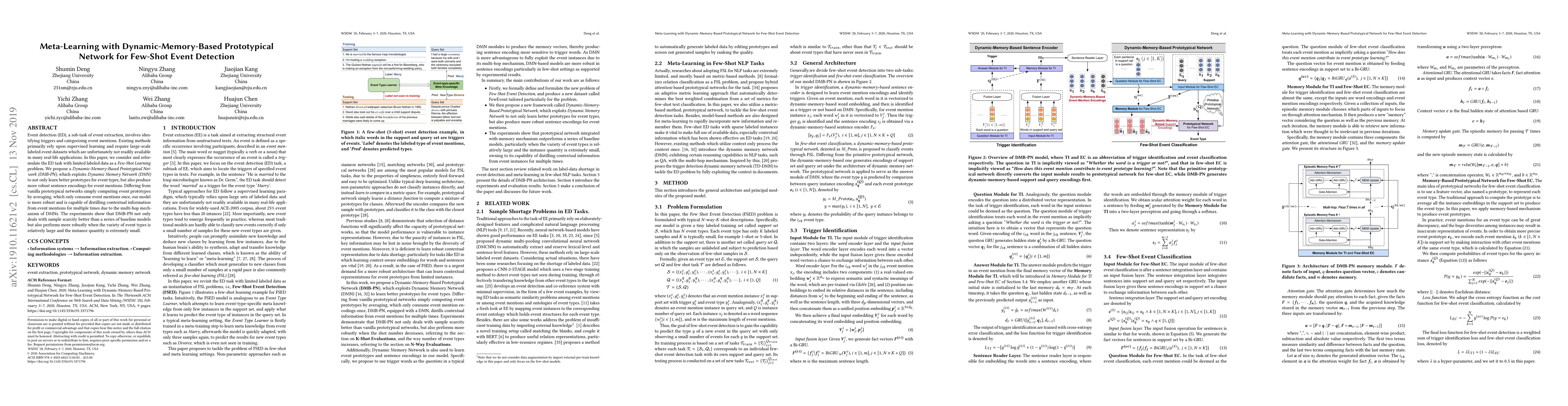 Thumbnail for Meta-Learning with Dynamic-Memory-Based Prototypical Network for
  Few-Shot Event Detection