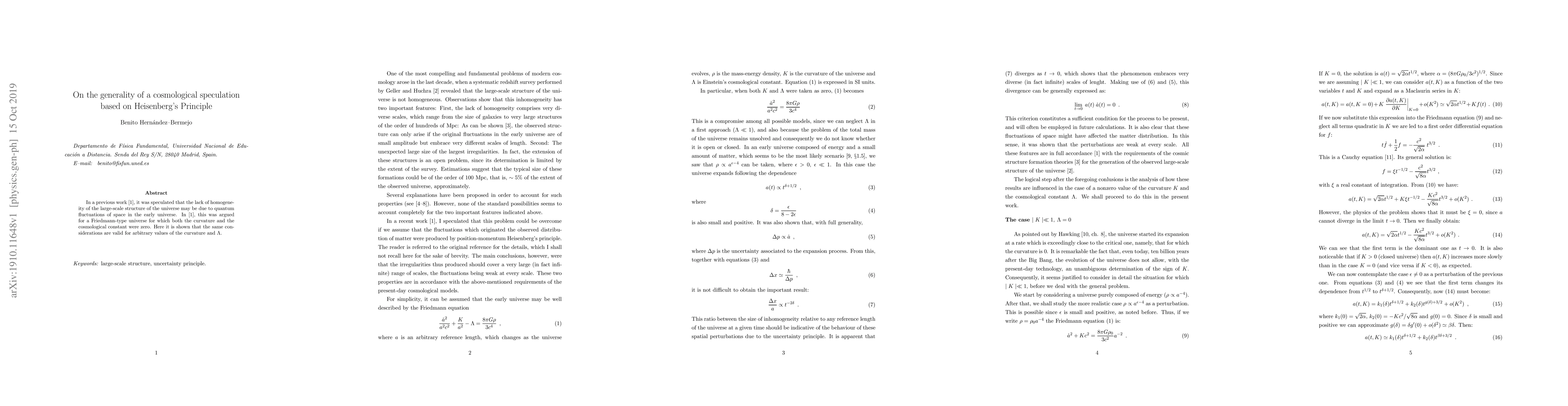 Thumbnail for On the generality of a cosmological speculation based on Heisenberg's
  principle