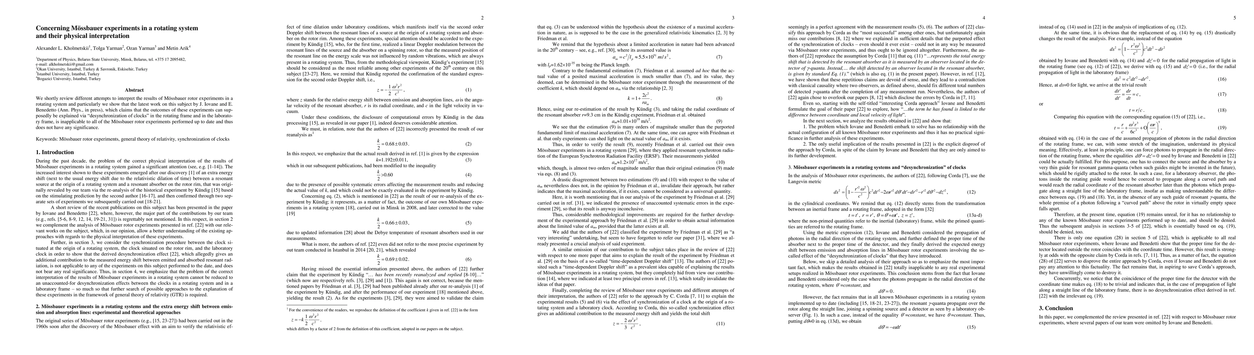 Thumbnail for Concerning Moessbauer experiments in a rotating system and their
  physical interpretation