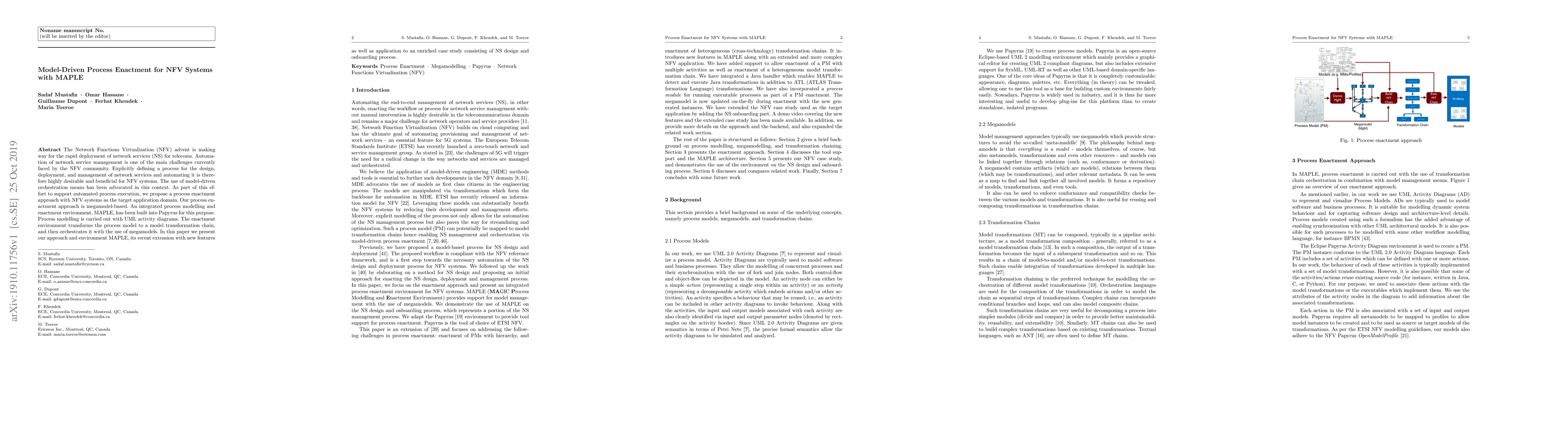 Thumbnail for Model-Driven Process Enactment for NFV Systems with MAPLE