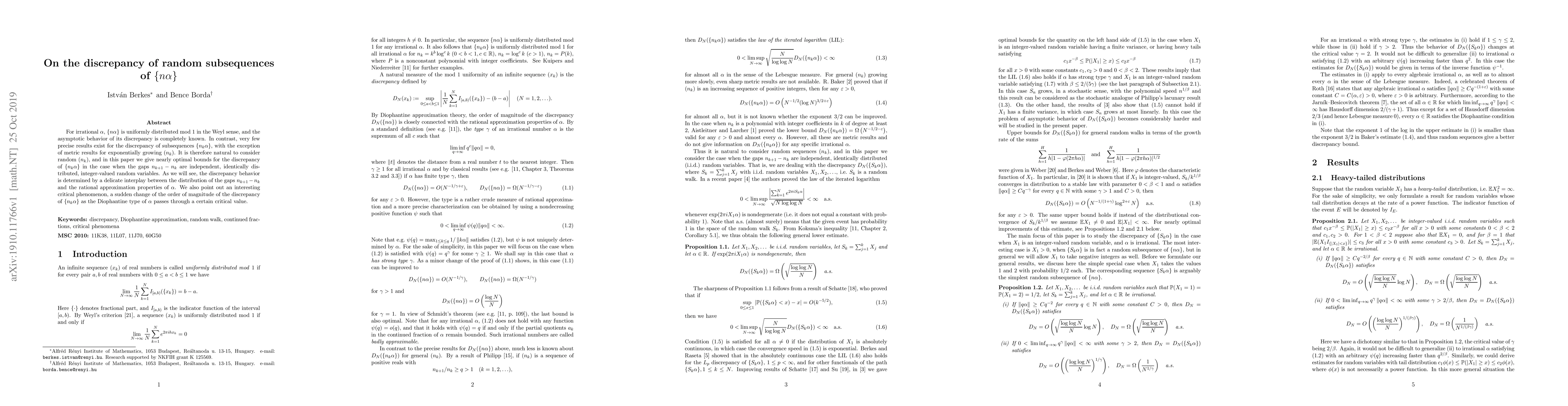 Thumbnail for On the discrepancy of random subsequences of $\{n\alpha\}$
