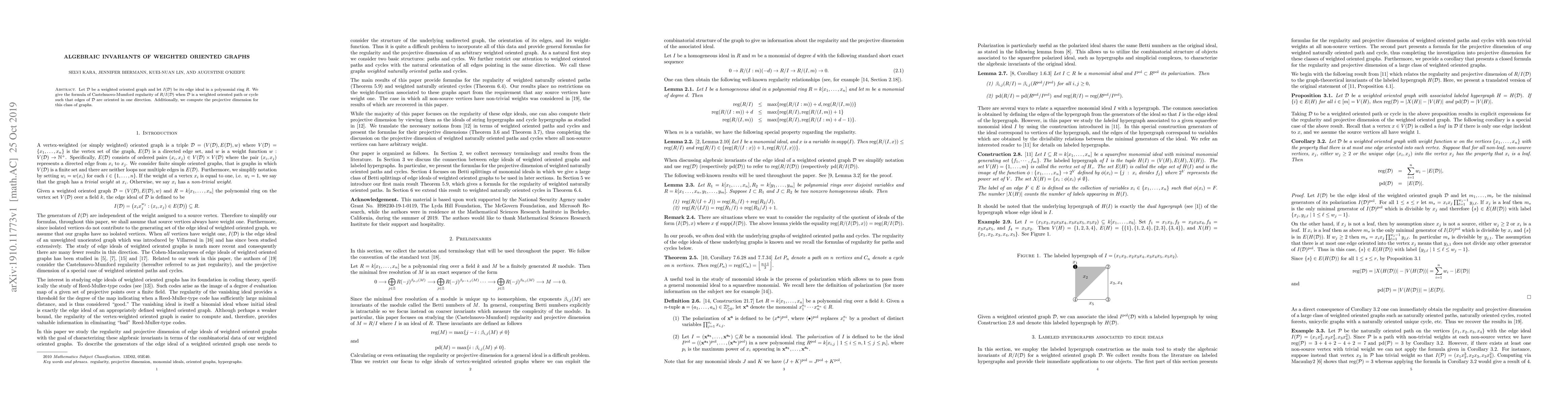 Thumbnail for Algebraic invariants of weighted oriented graphs