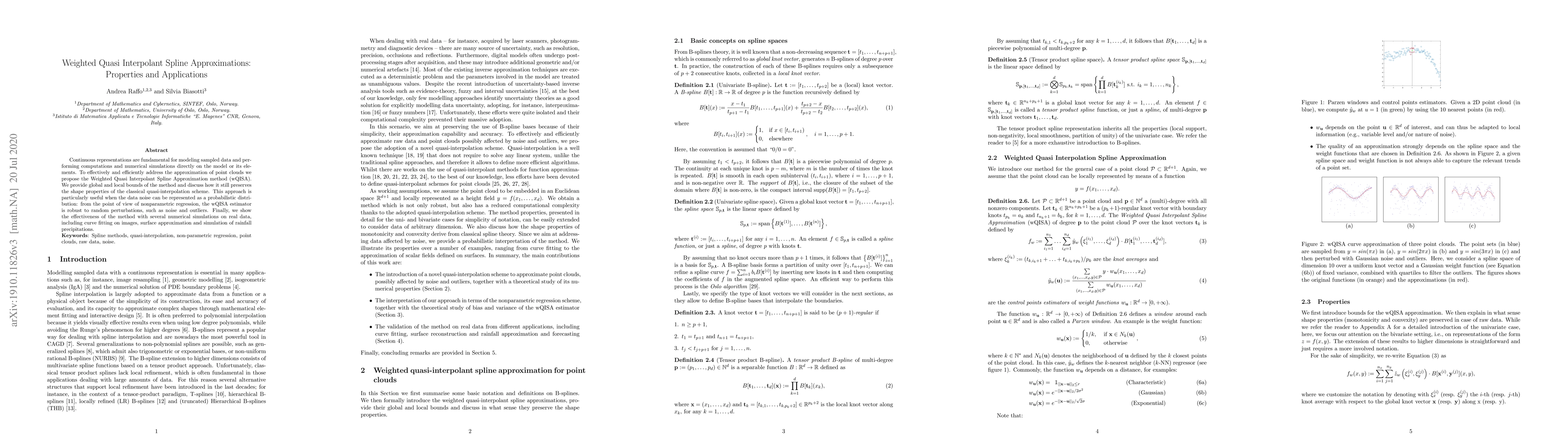 Thumbnail for Weighted Quasi Interpolant Spline Approximations: Properties and
  Applications