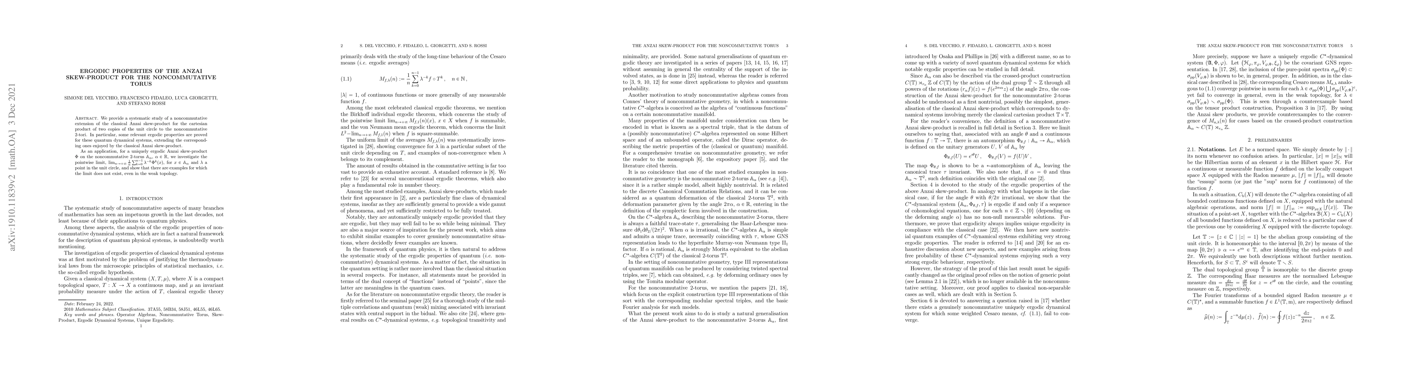 Thumbnail for Ergodic properties of the Anzai skew-product for the noncommutative
  torus
