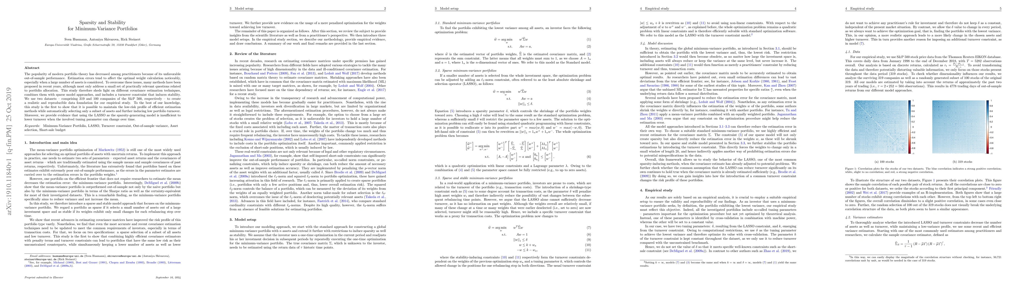 Thumbnail for Sparsity and Stability for Minimum-Variance Portfolios