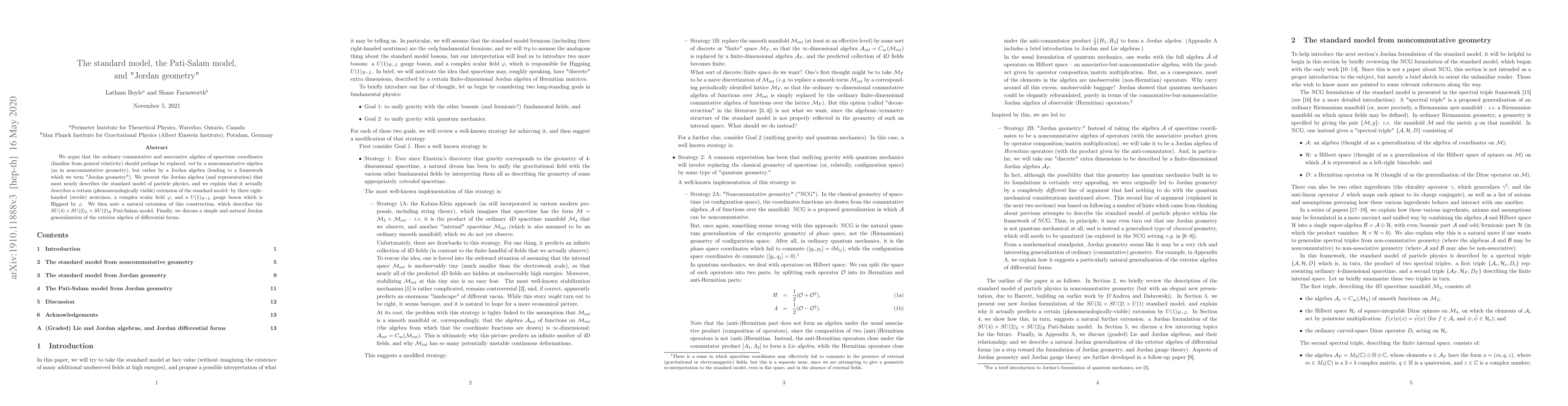 Thumbnail for The standard model, the Pati-Salam model, and "Jordan geometry"