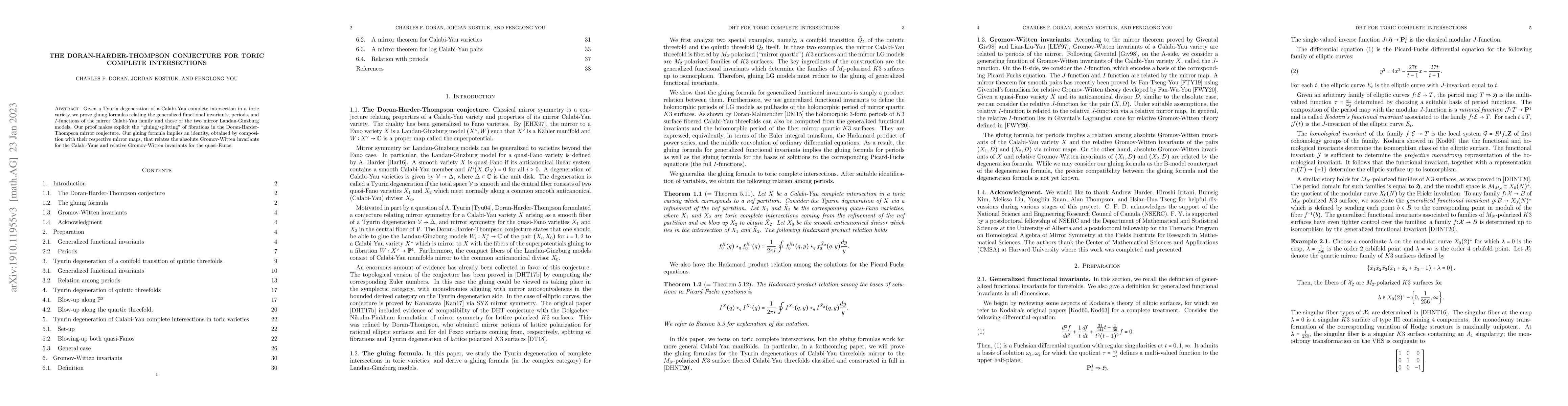 Thumbnail for The Doran-Harder-Thompson conjecture for toric complete intersections