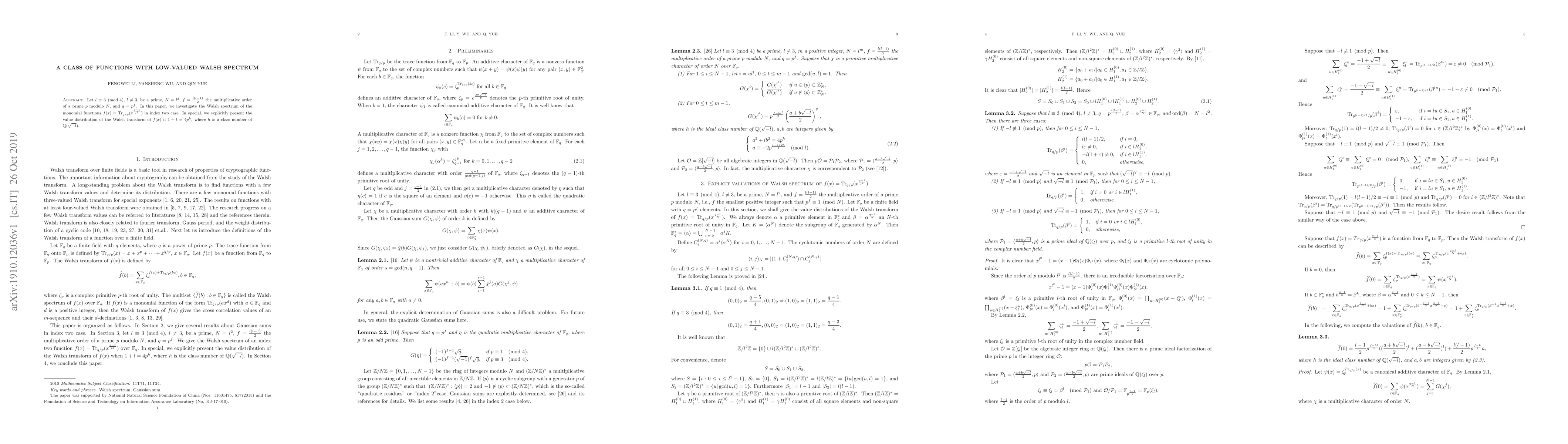 Thumbnail for A class of functions with low-valued Walsh spectrum