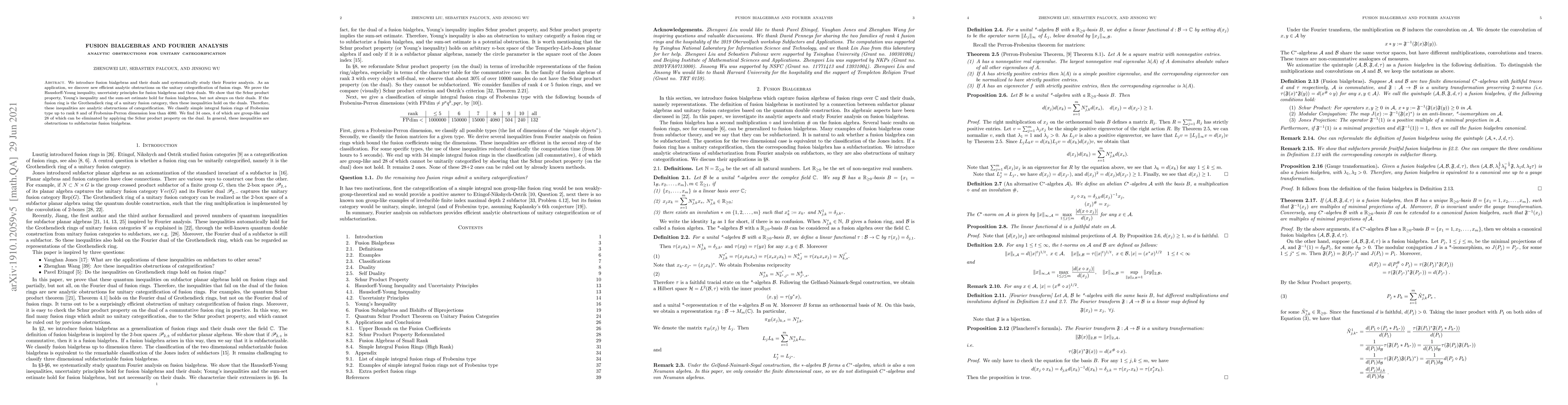 Thumbnail for Fusion Bialgebras and Fourier Analysis