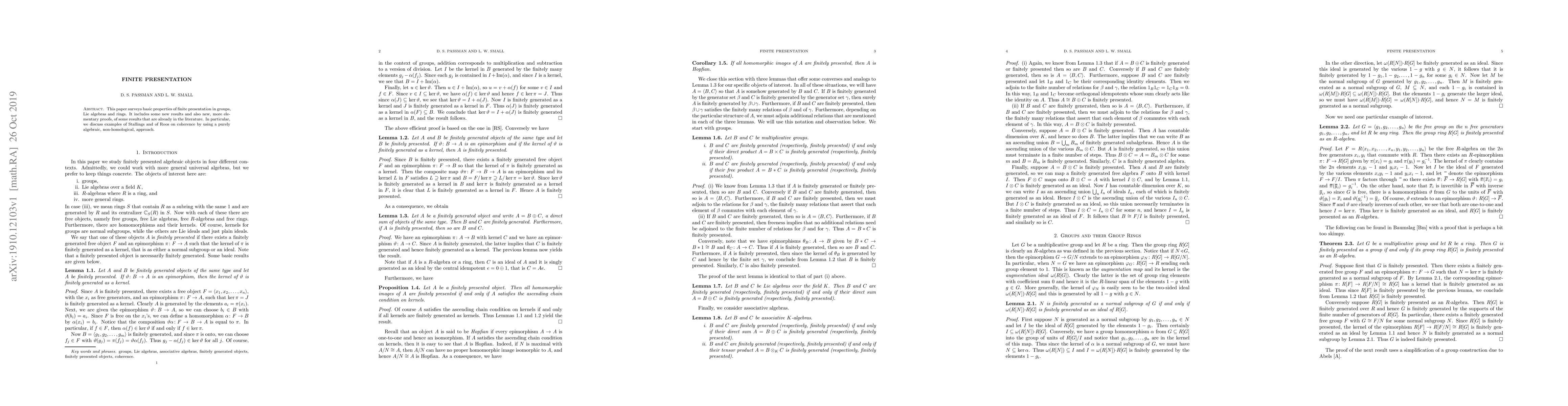 Thumbnail for Finite Presentation