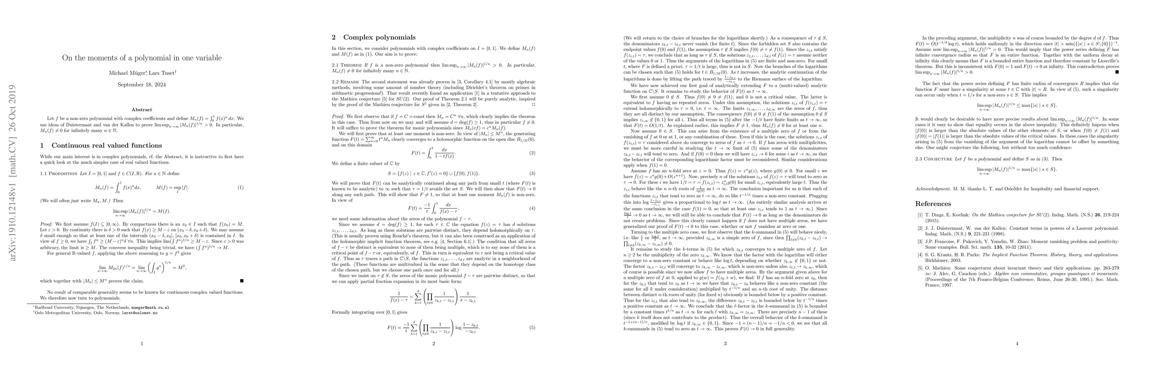 Thumbnail for On the moments of a polynomial in one variable