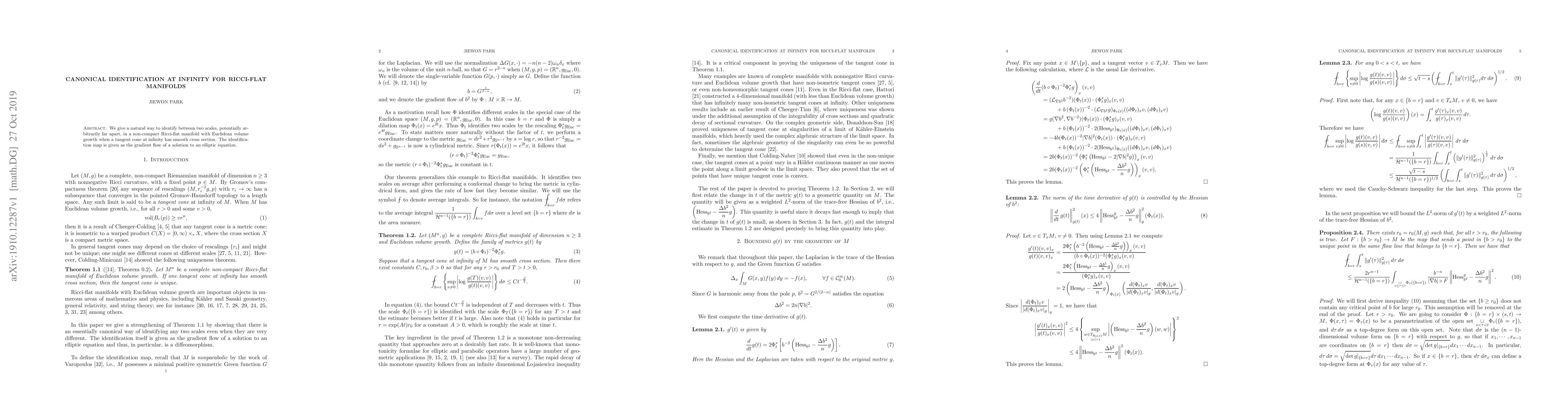 Thumbnail for Canonical identification at infinity for Ricci-flat manifolds