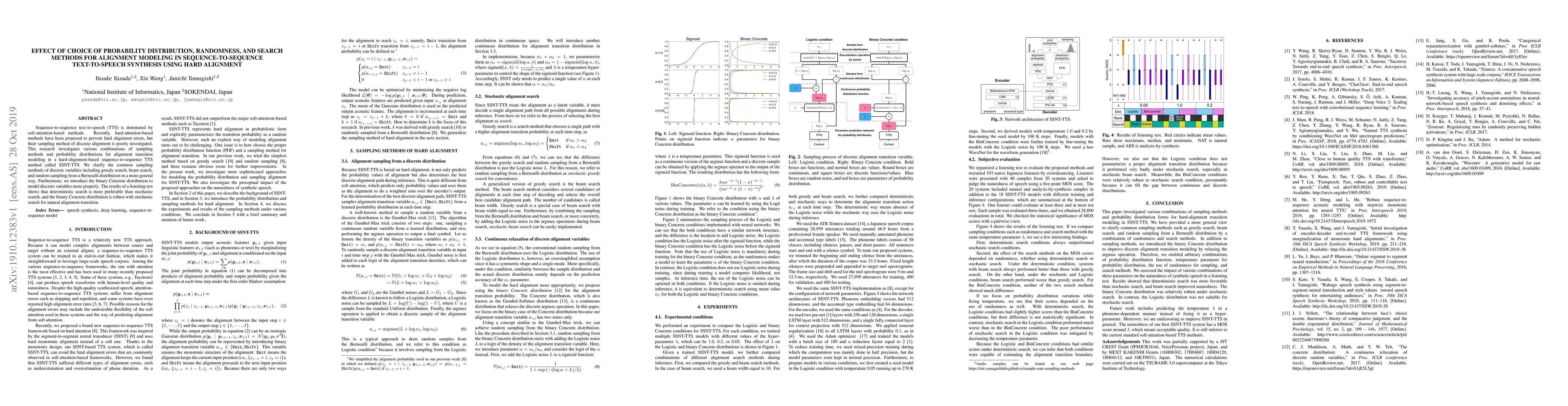 Thumbnail for Effect of choice of probability distribution, randomness, and search
  methods for alignment modeling in sequence-to-sequence text-to-speech
  synthesis using hard alignment