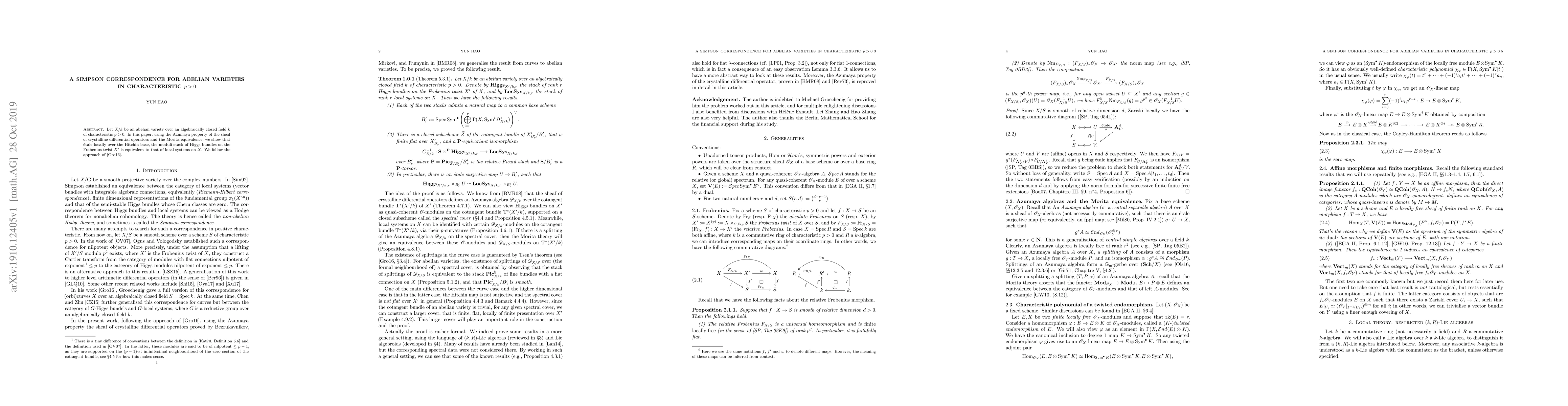 Thumbnail for A Simpson correspondence for abelian varieties in characteristic p > 0