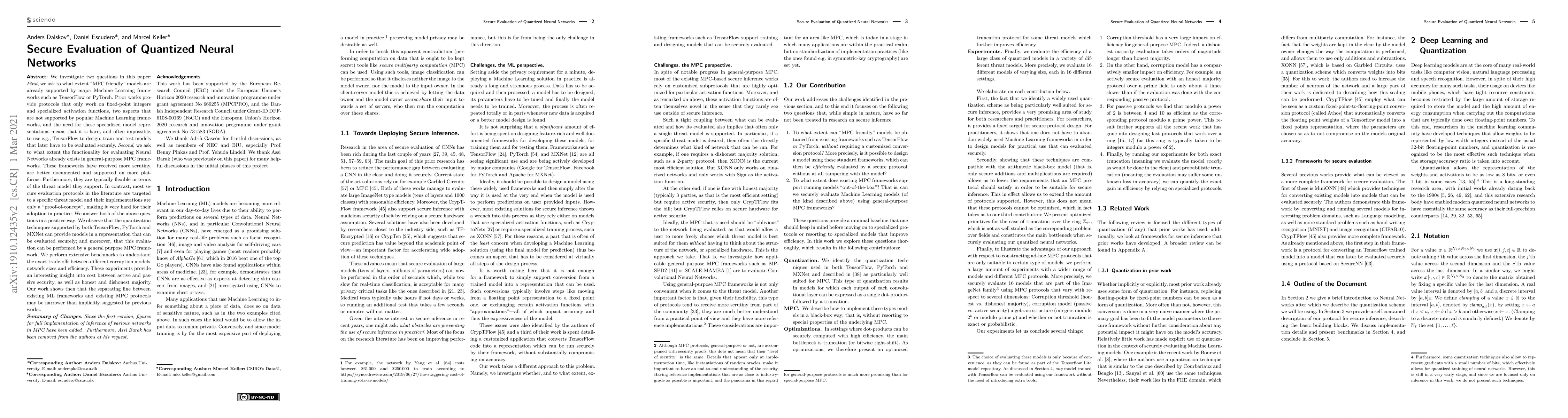 Thumbnail for Secure Evaluation of Quantized Neural Networks