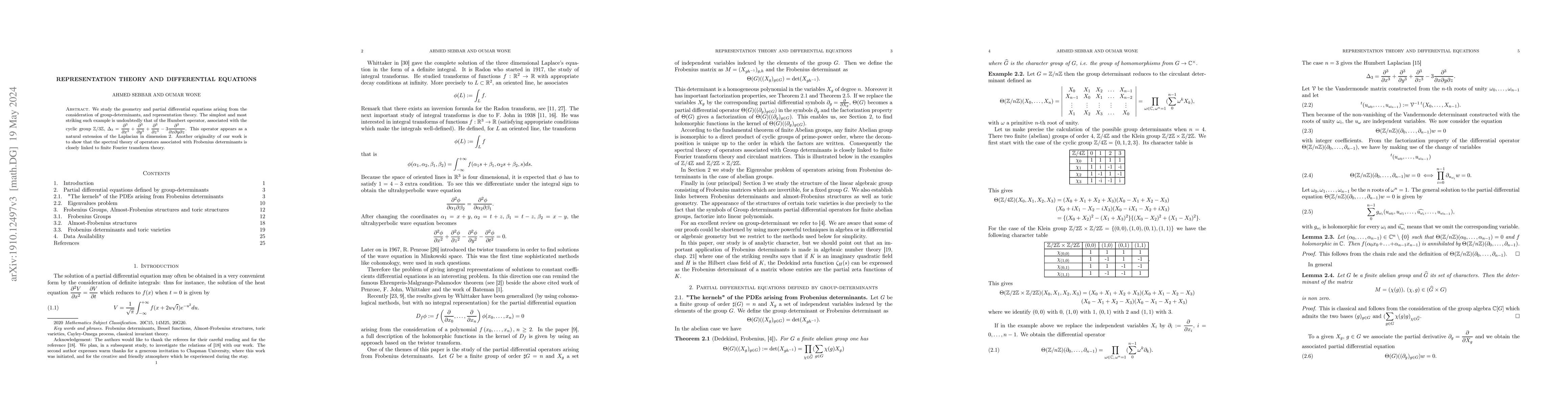 Thumbnail for Representation Theory and Differential Equations