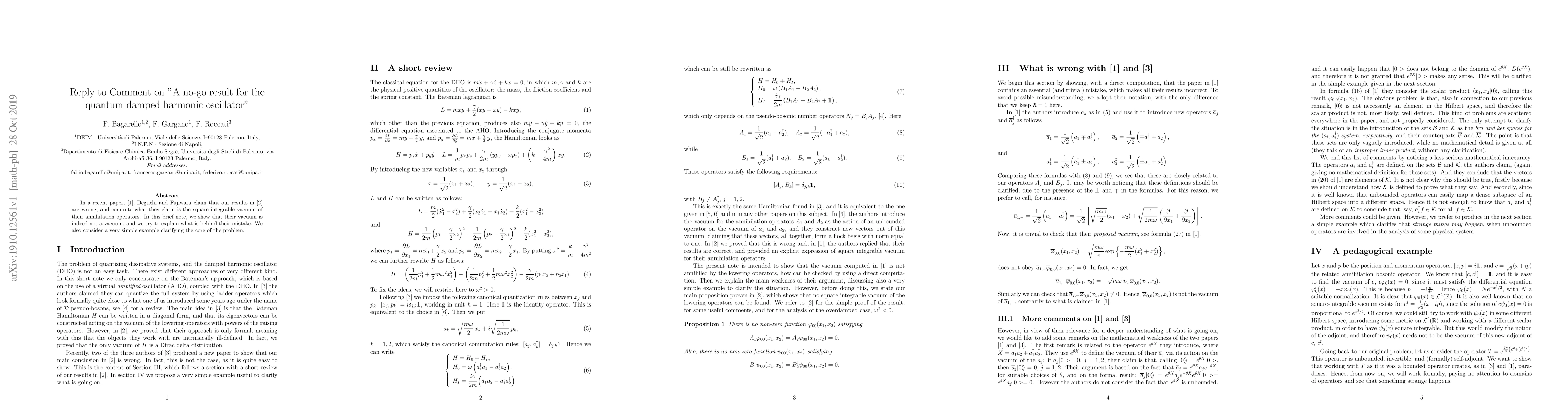 Thumbnail for Reply to Comment on "A no-go result for the quantum damped harmonic
  oscillator"