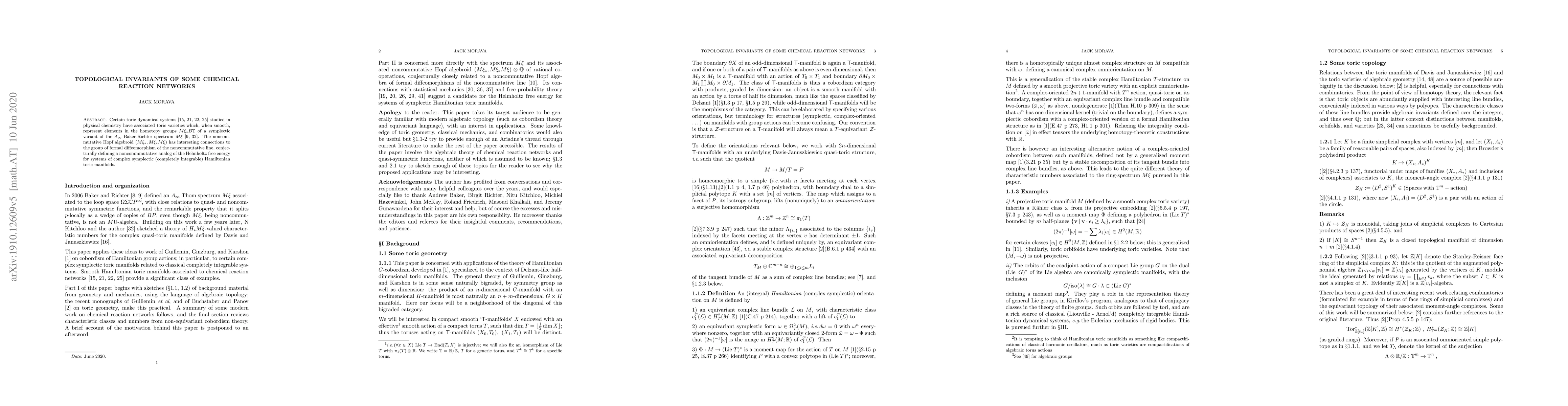 Thumbnail for Topological invariants of some chemical reaction networks