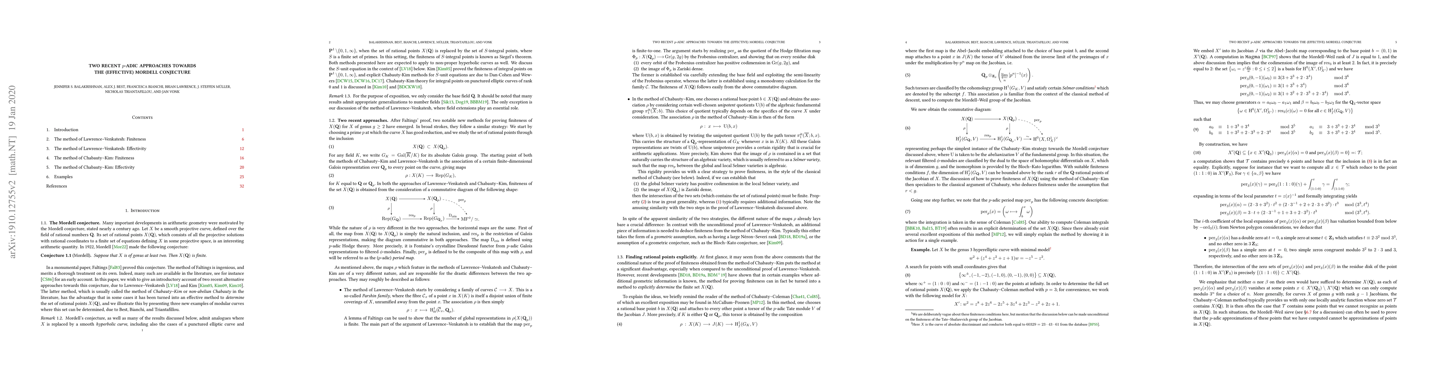 Thumbnail for Two recent p-adic approaches towards the (effective) Mordell conjecture