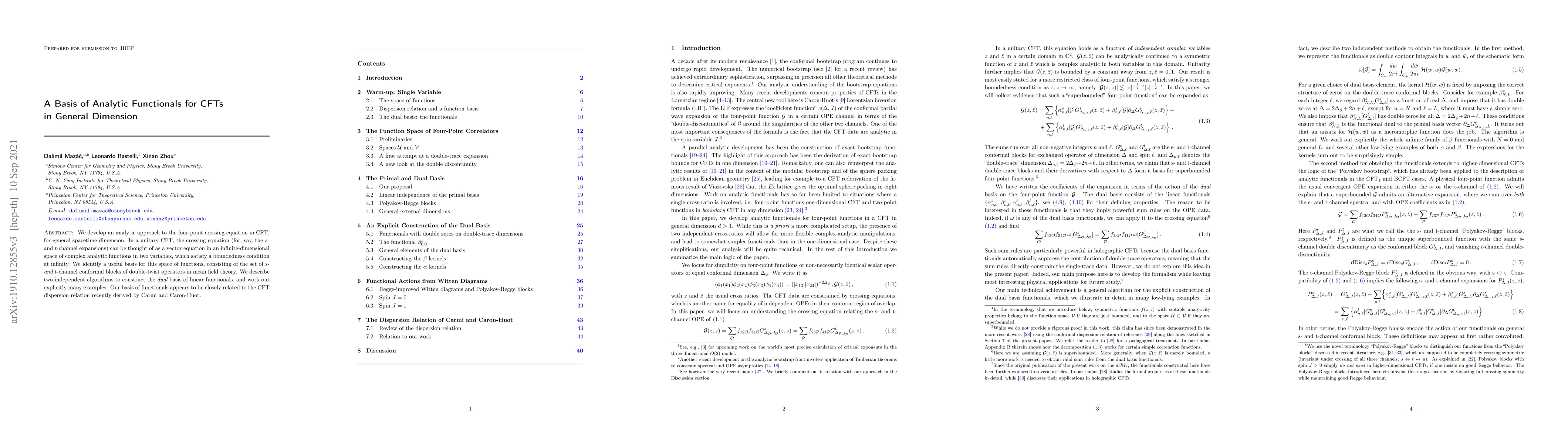 Thumbnail for A Basis of Analytic Functionals for CFTs in General Dimension