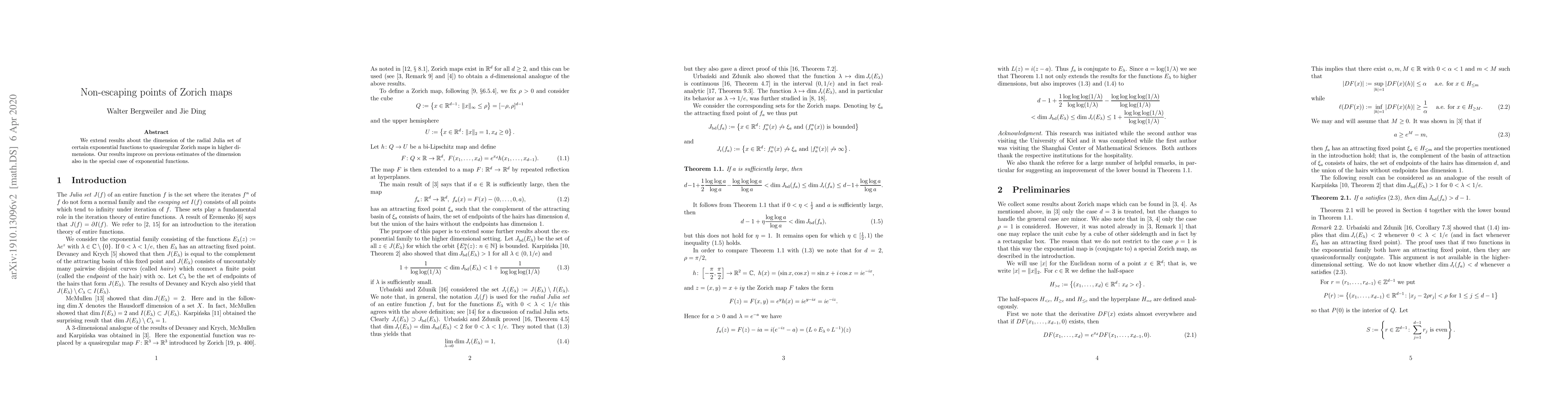 Thumbnail for Non-escaping points of Zorich maps