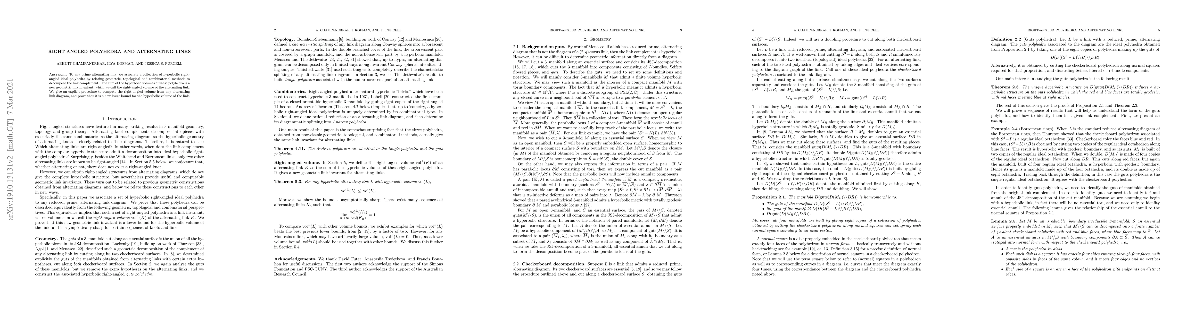 Thumbnail for Right-angled polyhedra and alternating links