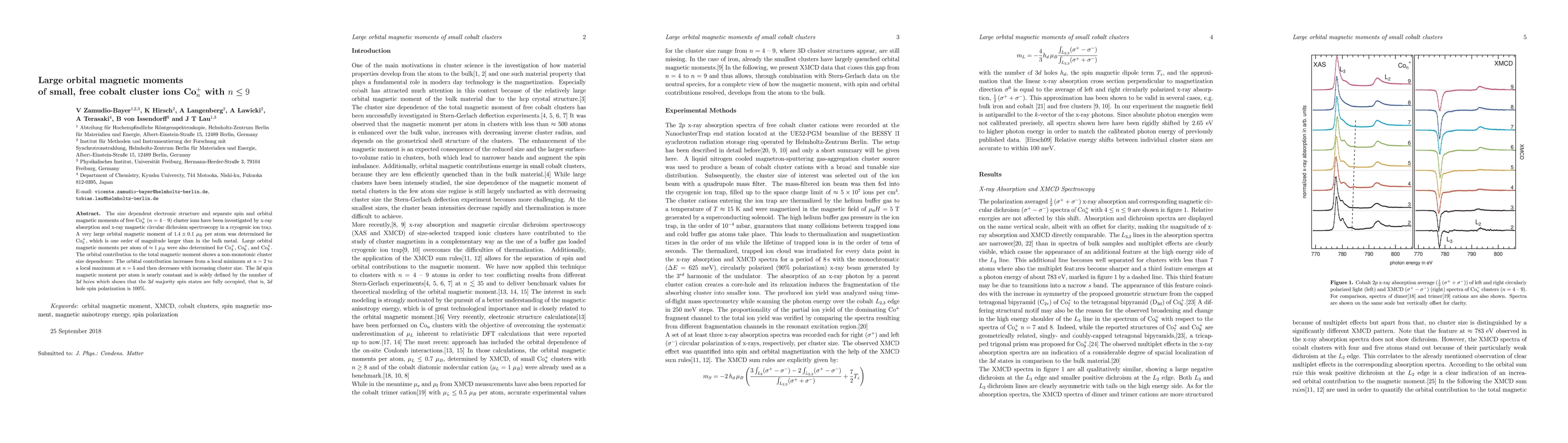 Thumbnail for Large orbital magnetic moments of small, free cobalt cluster ions
  Co$_n^+$ with $n \leq 9$