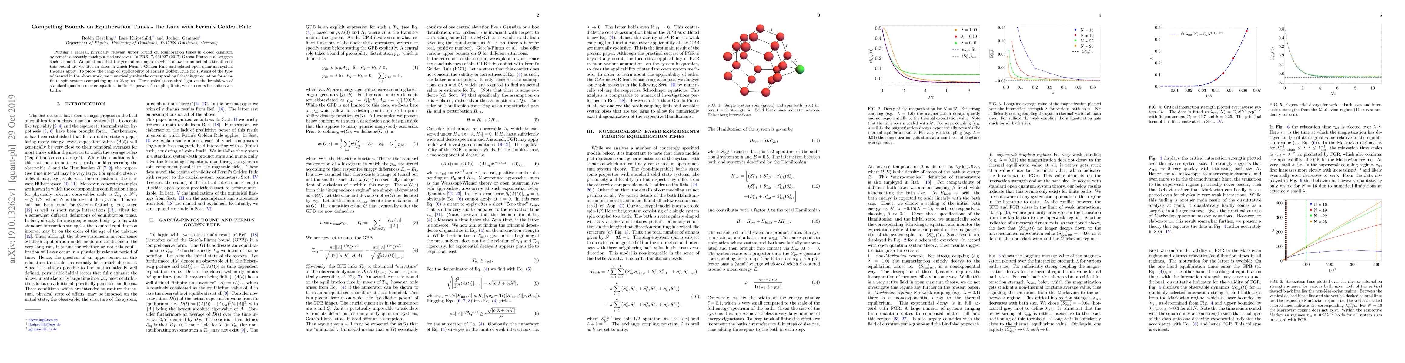 Thumbnail for Compelling Bounds on Equilibration Times -- the Issue with Fermi's
  Golden Rule