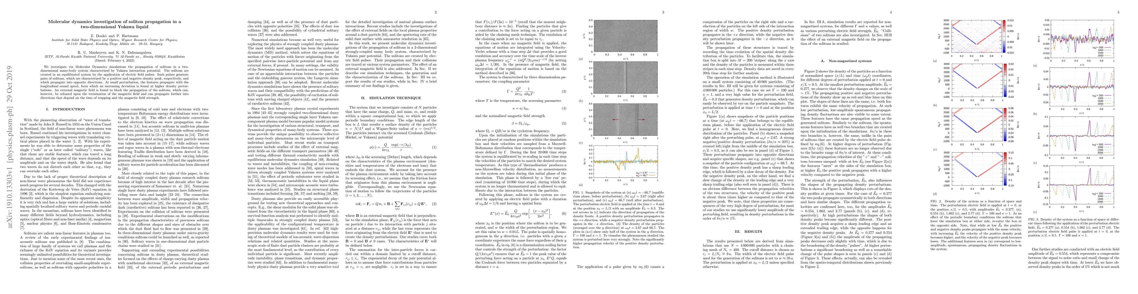 Thumbnail for Molecular dynamics investigation of soliton propagation in a
  two-dimensional Yukawa liquid