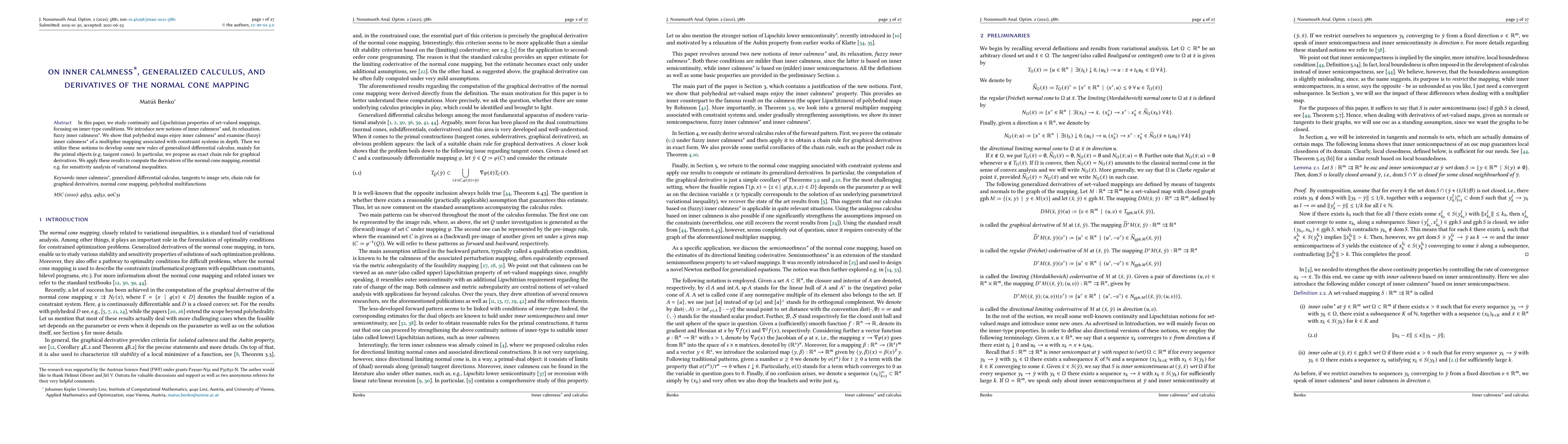 Thumbnail for On inner calmness*, generalized calculus, and derivatives of the normal
  cone mapping