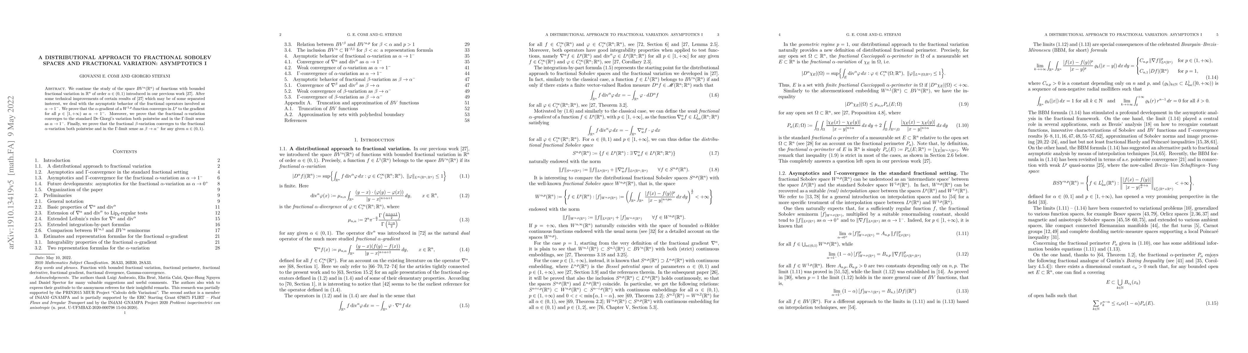 Thumbnail for A distributional approach to fractional Sobolev spaces and fractional
  variation: asymptotics I