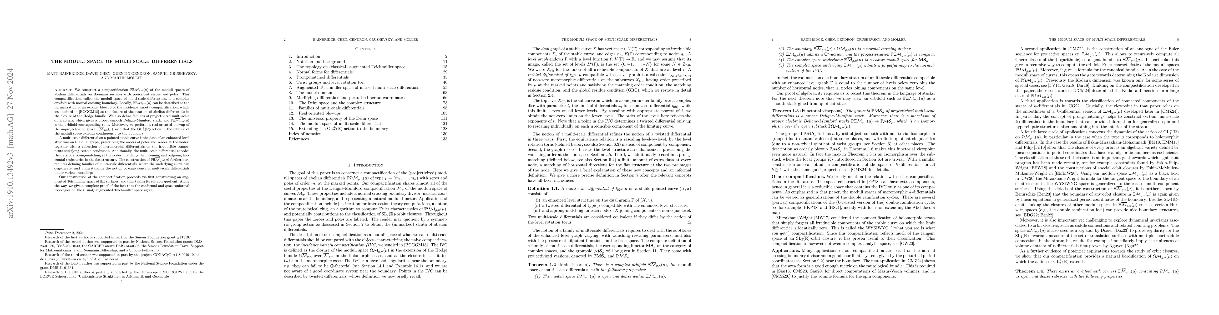 Thumbnail for The moduli space of multi-scale differentials