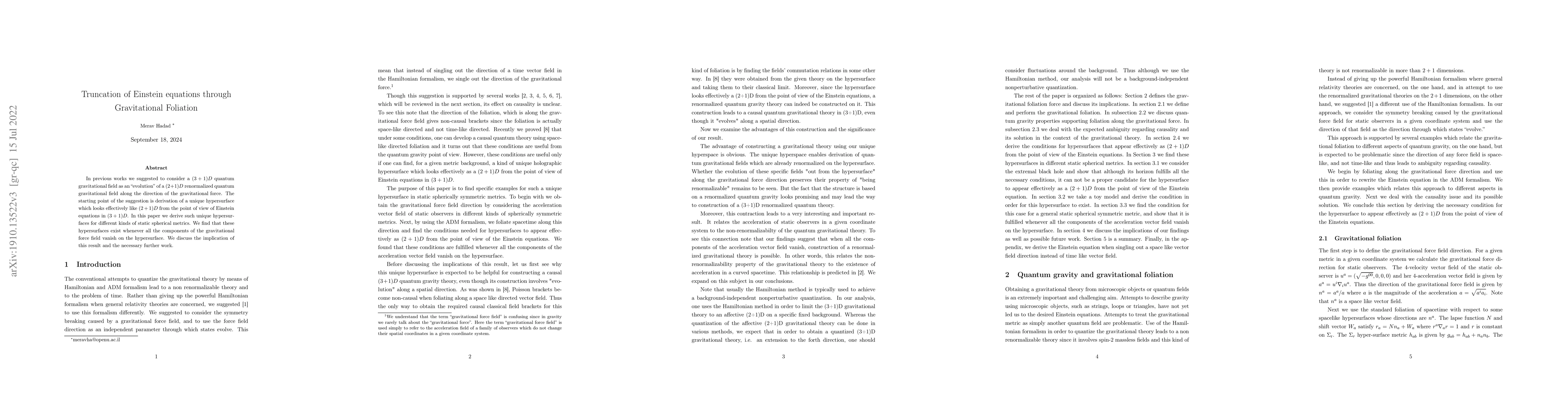 Thumbnail for Truncation of Einstein equations through Gravitational Foliation