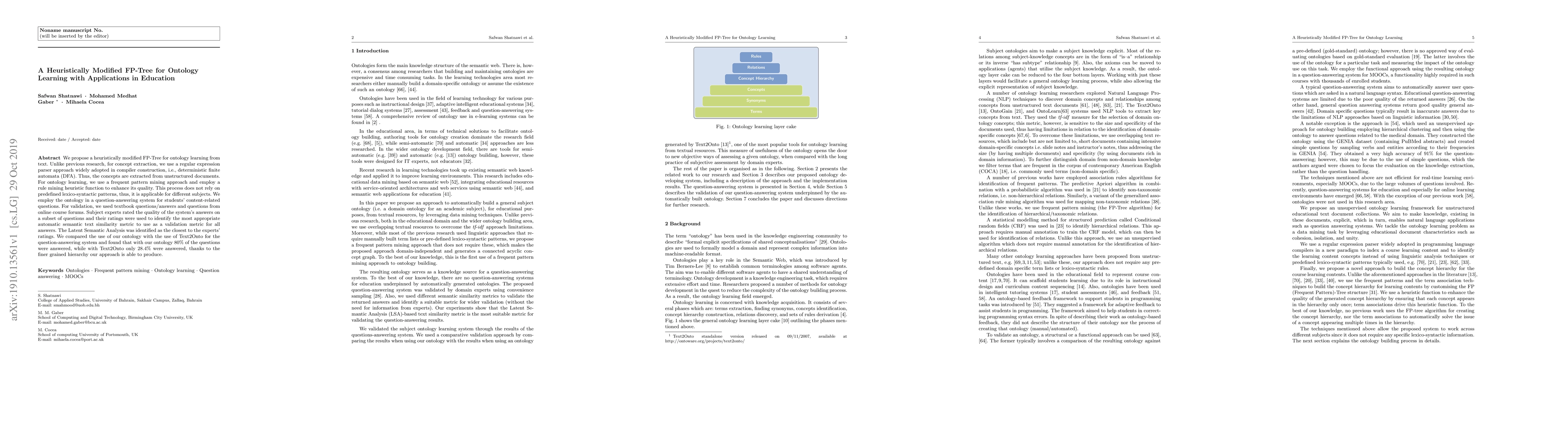 Thumbnail for A Heuristically Modified FP-Tree for Ontology Learning with Applications
  in Education