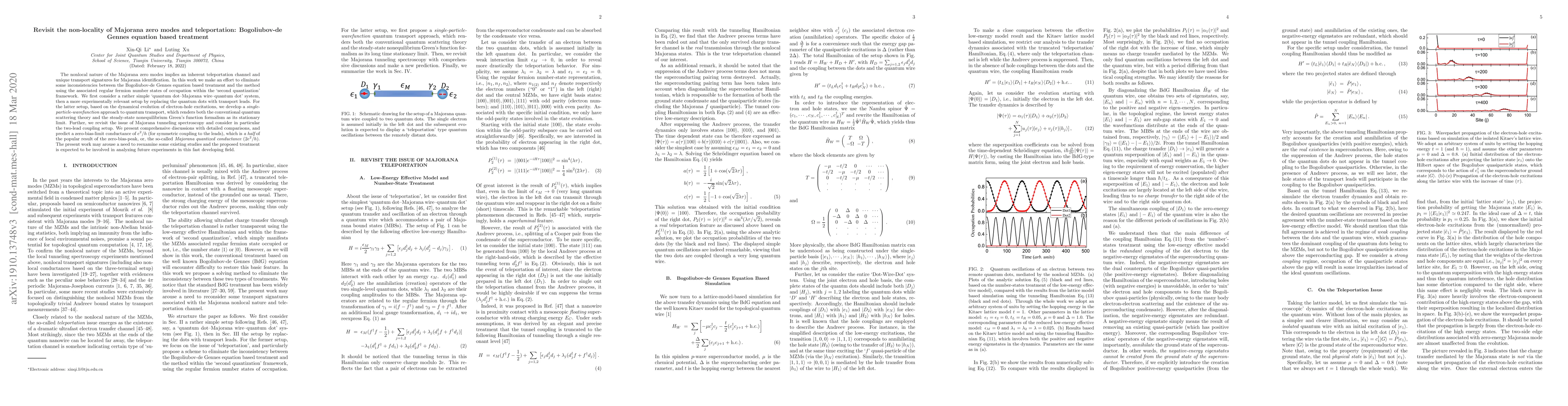 Thumbnail for Revisit the non-locality of Majorana zero modes and teleportation:
  Bogoliubov-de Gennes equation based treatment