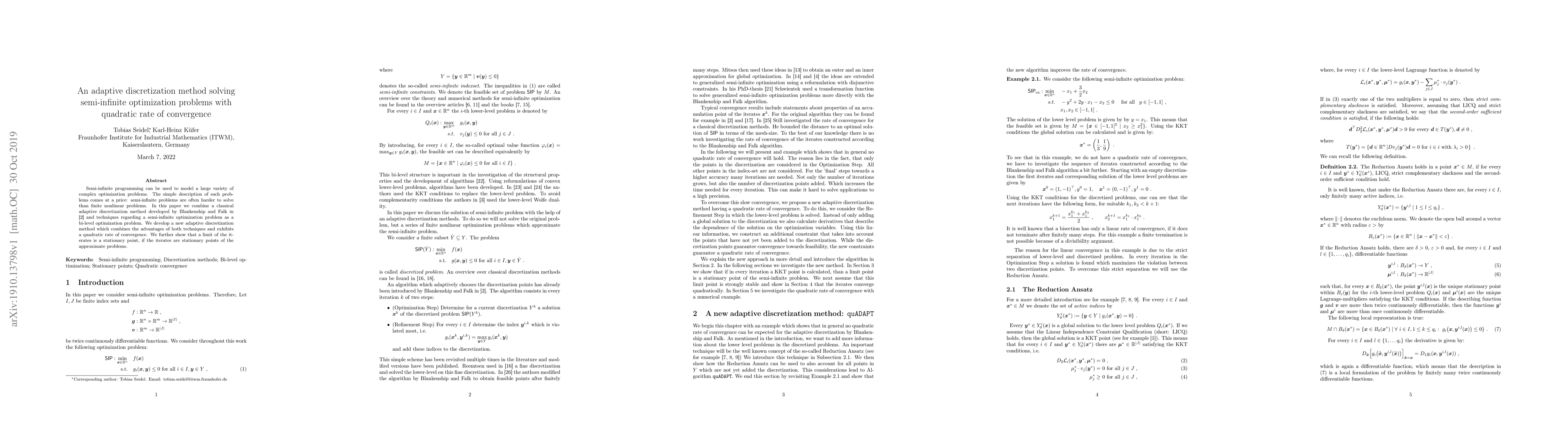 Thumbnail for An adaptive discretization method solving semi-infinite optimization
  problems with quadratic rate of convergence